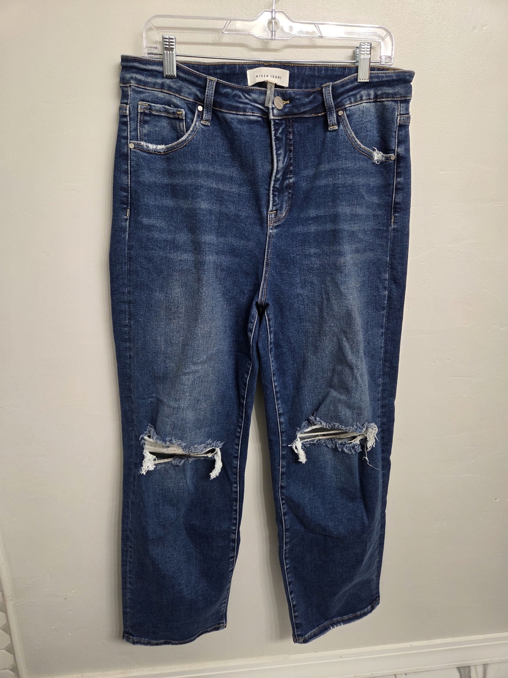 Risen Distressed High-Rise Women’s Jeans – Dark Blue